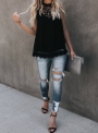 lace-hollow-out-sleeveless-mock-neck-loose-blouse