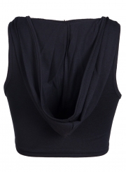 Casual Hooded Sleeveless Round Neck Slim Sports Crop Top