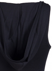 Casual Hooded Sleeveless Round Neck Slim Sports Crop Top