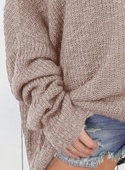 Sexy Off The Shoulder Long Sleeve Loose Solid Sweater