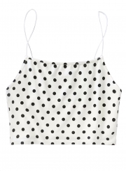 Sexy Slim Polka Dots Spaghetti Strap Backless Crop Top Camisole