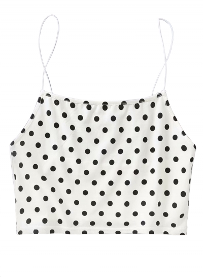 Sexy Slim Polka Dots Spaghetti Strap Backless Crop Top Camisole LEXELFASHIONINTSHOPS.com