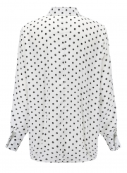 Polka Dot Turn-Down Collar Long Sleeve High Low Loose Button Down Shirt