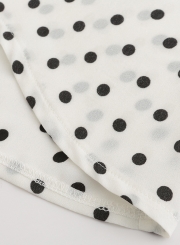 Polka Dot Turn-Down Collar Long Sleeve High Low Loose Button Down Shirt