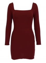 Burgundy Slim Bodycon Mini Dress