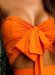 Orange Chest Wrapped Bow Mermaid Long Prom Dress