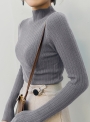 grey-concise-long-sleeve-high-neck-slim-pullover-sweater