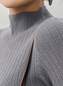 grey-concise-long-sleeve-high-neck-slim-pullover-sweater