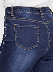 Casual High Waist Zipper Fly Pencil Jeans With Pockets