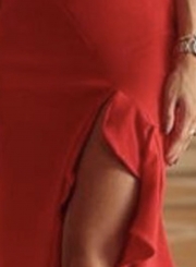 Red Slim One Shoulder Slit Ruffle Cocktail Dress