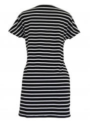 Black White Stripe Loose Dress