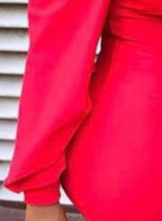 Red Off Shoulder Long Sleeve Midi Dress