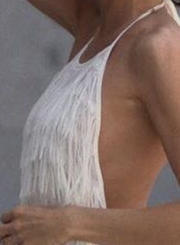 White Sleeveless Backless Irregular Swing Dress With Tassel