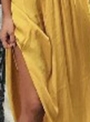 yellow-one-shoulder-elastic-waist-high-slit-asymmetric-maxi-dress
