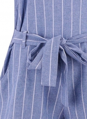 Blue Off Shoulder Short Sleeve Playsuit With Blet