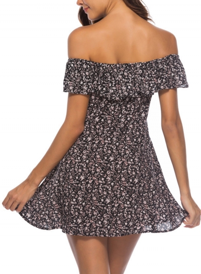 off the shoulder floral mini dress