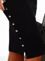 black-long-sleeve-round-neck-side-buttons-bodycon-midi-dress