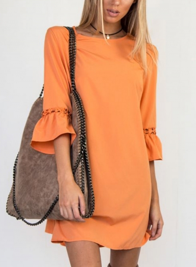 Orange Loose Mini Dress YOUYOUFASHIONEC.com