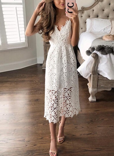 spaghetti lace dress