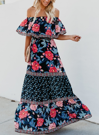 boho floral print dress