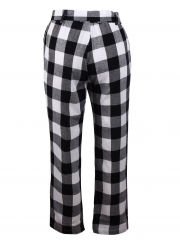 Casual High Waist Tie Waist Plaid Pants With Pockets