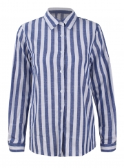 Blue Striped Casual   Turn-Down Collar Long Sleeve Button Down Shirt