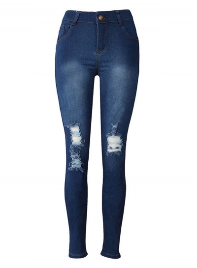 Stretch Destroyed Ripped Distressed Skinny Pencil Jeans STYLESIMO.com
