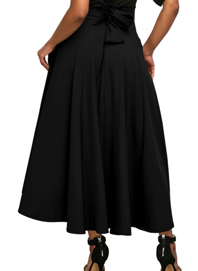 high waisted long black skirt