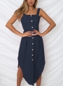 navy-summer-strappy-backless-button-down-irregular-solid-color-maxi-dress