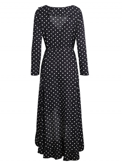 white maxi dress with black polka dots
