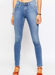 Casual Stretch Faded Ripped Slim Fit Skinny Denim Jeans