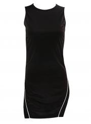 Black Sleeveless Round Neck Slim Mini Dress