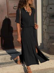 Black Casual Shirt Dress