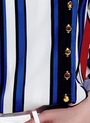 Blue Casual Striped Asymmetric Button Down Shirt