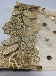 V Neck Half Sleeve Waist Drawstring Embroidered Ruffle Mini Dress