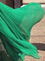 Green One Shoulder High Slit Swing Maxi Prom Dress With Belt