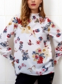 white-floral-print-high-neck-long-sleeve-loose-pullover-blouse
