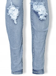 Ripped Distressed High Waist Boyfriend Skinny Jeans With Pockets