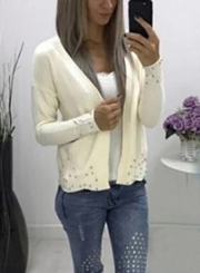 Casual Long Sleeve Open Front Solid Color Short Cardigan