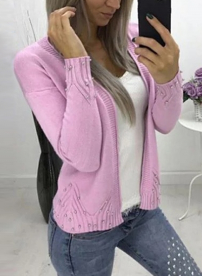 Casual Long Sleeve Open Front Solid Color Short Cardigan YOUYOUFASHIONEC.com