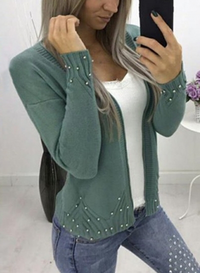 Casual Long Sleeve Open Front Solid Color Short Cardigan YOUYOUFASHIONEC.com