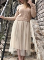 casual-slim-round-neck-long-sleeve-sweater-mesh-skirt-dress