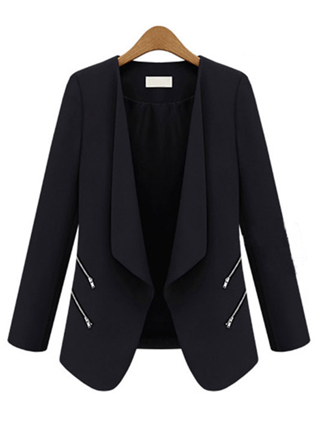 Women's Fashion Shawl Collar Long Sleeve Blazer with Zipper Decoration ...