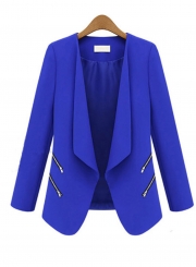 Women's Fashion Shawl Collar Long Sleeve Blazer with Zipper Decoration