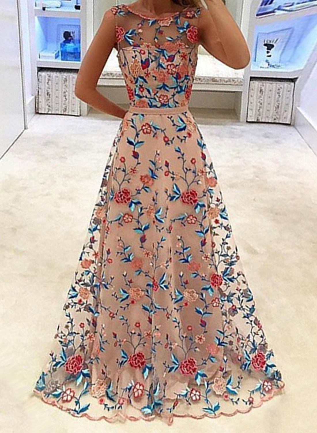 Womens sleeveless floral tcnuh maxi dress stylesimocom Womens sleeveless floral tcnuh maxi dress stylesimocom