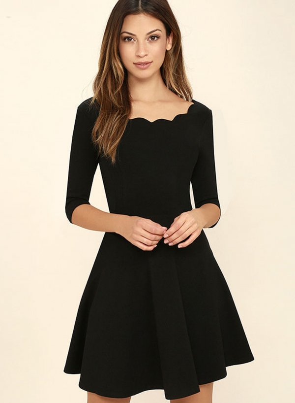 Solid Half Sleeve A-line Dress - STYLESIMO.com